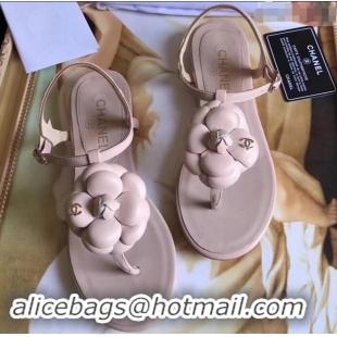 Buy Discount Chanel Camellia Thong Sandals G42601 Nude 2019