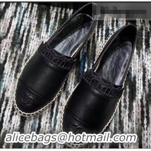 Discount Chanel Lambskin Espadrilles G34431 Black 2019