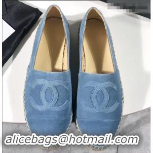 Trendy Design Chanel Suede CC Logo Espadrilles G42601 Light Blue