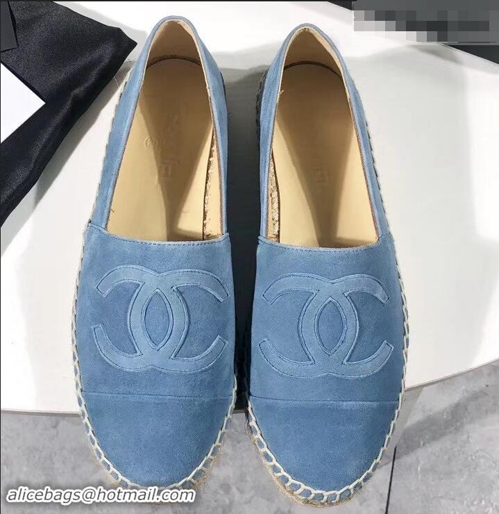 Trendy Design Chanel Suede CC Logo Espadrilles G42601 Light Blue