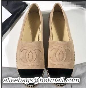 Big Enough Chanel Suede CC Logo Espadrilles G42602 Beige/Black