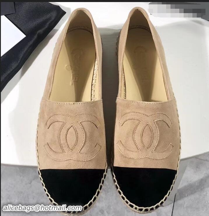 Big Enough Chanel Suede CC Logo Espadrilles G42602 Beige/Black