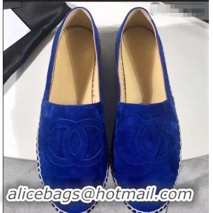 Good Product Chanel Suede CC Logo Espadrilles G42602 Blue