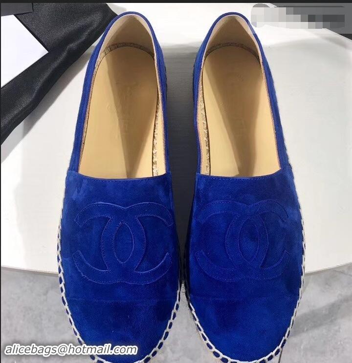 Good Product Chanel Suede CC Logo Espadrilles G42602 Blue