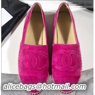 Noble Useful Chanel Suede CC Logo Espadrilles G42602 Fuchsia