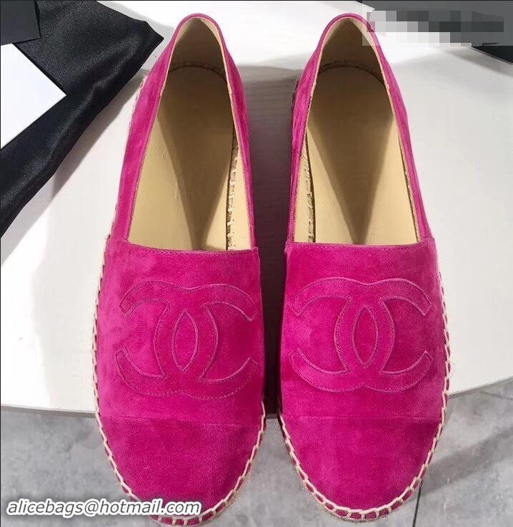 Noble Useful Chanel Suede CC Logo Espadrilles G42602 Fuchsia