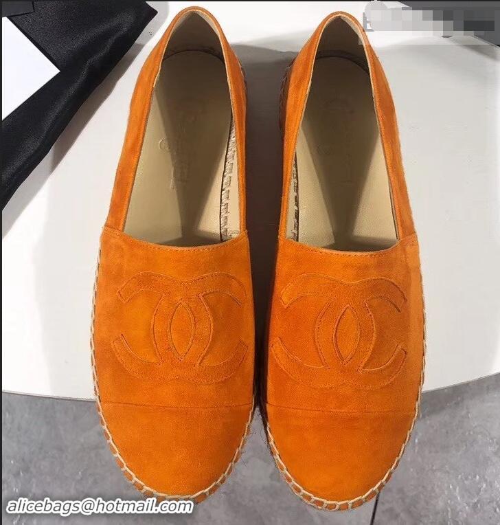 Well Crafted Chanel Suede CC Logo Espadrilles G42602 Orange