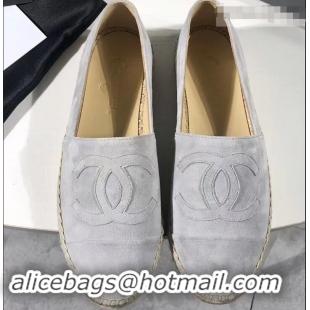 Unique Ladies Chanel Suede CC Logo Espadrilles G42602 Pale Gray