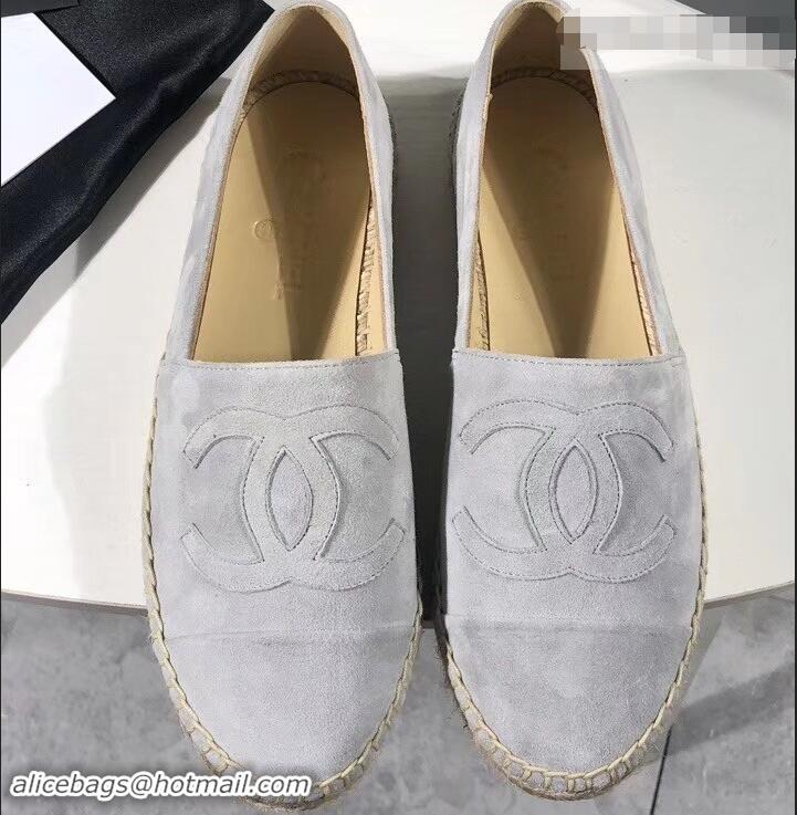 Unique Ladies Chanel Suede CC Logo Espadrilles G42602 Pale Gray