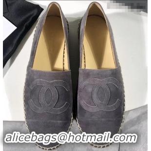 Buy Fashionable Chanel Suede CC Logo Espadrilles G42602 Dark Gray