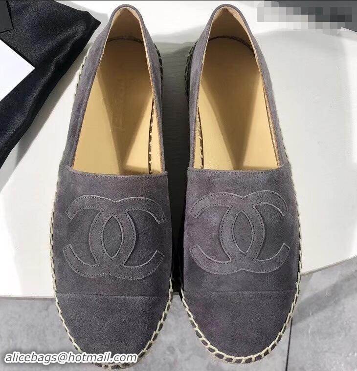 Buy Fashionable Chanel Suede CC Logo Espadrilles G42602 Dark Gray