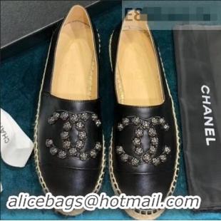 Traditional Specials Chanel Camellia CC Logo Espadrilles G42601 Black