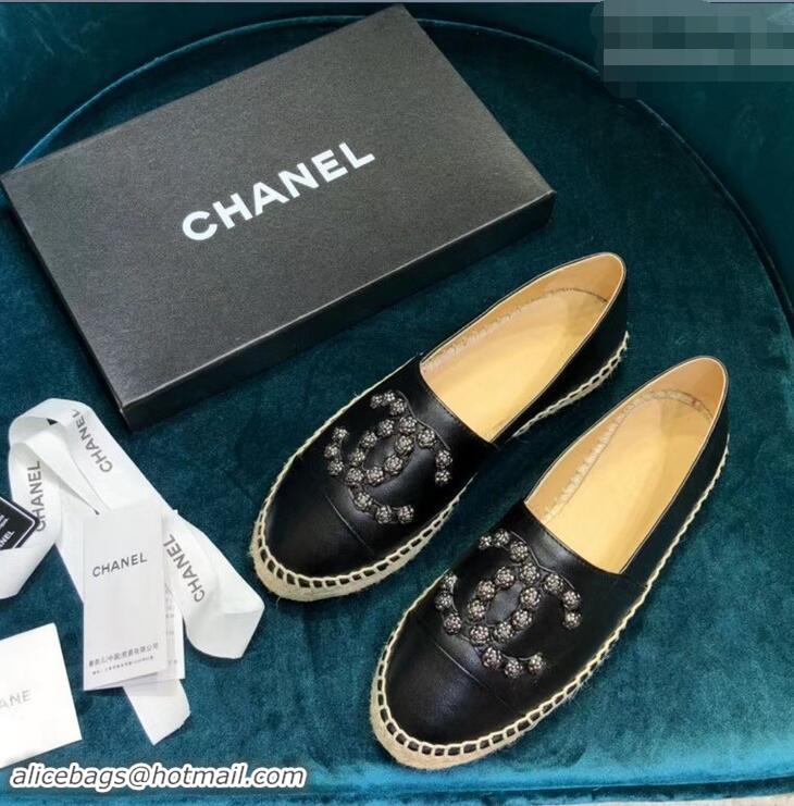 Traditional Specials Chanel Camellia CC Logo Espadrilles G42601 Black