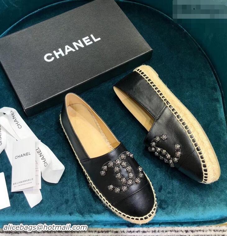 Traditional Specials Chanel Camellia CC Logo Espadrilles G42601 Black