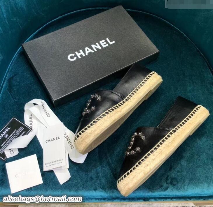 Traditional Specials Chanel Camellia CC Logo Espadrilles G42601 Black