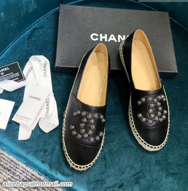 Traditional Specials Chanel Camellia CC Logo Espadrilles G42601 Black