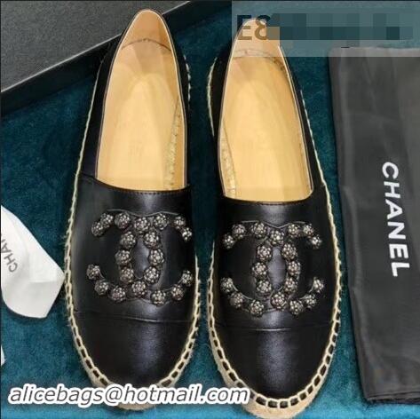 Traditional Specials Chanel Camellia CC Logo Espadrilles G42601 Black