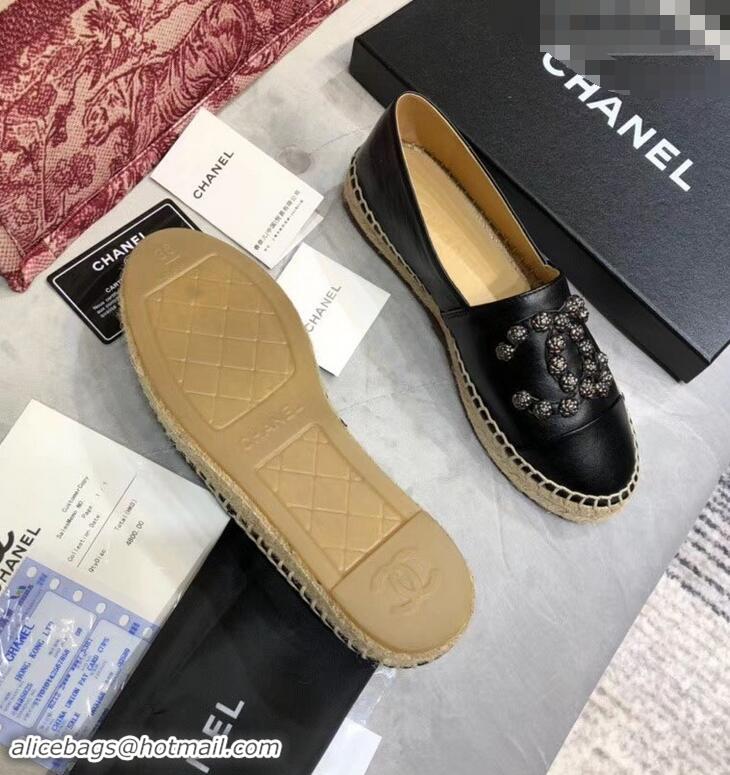 Traditional Specials Chanel Camellia CC Logo Espadrilles G42601 Black