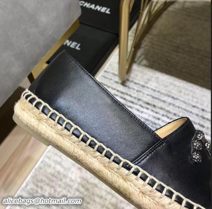 Traditional Specials Chanel Camellia CC Logo Espadrilles G42601 Black