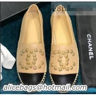 Unique Discount Chanel Camellia CC Logo Espadrilles G42601 Beige