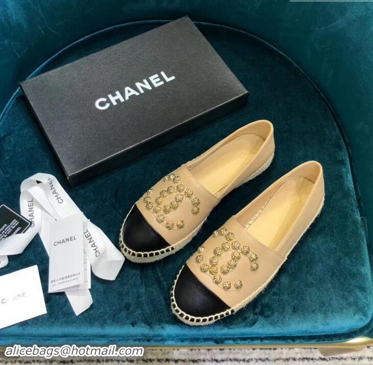 Unique Discount Chanel Camellia CC Logo Espadrilles G42601 Beige