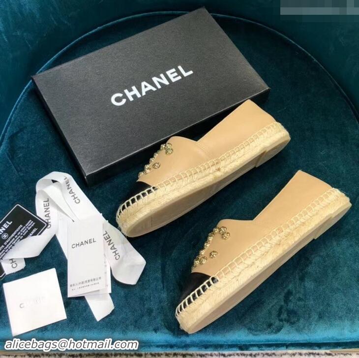 Unique Discount Chanel Camellia CC Logo Espadrilles G42601 Beige