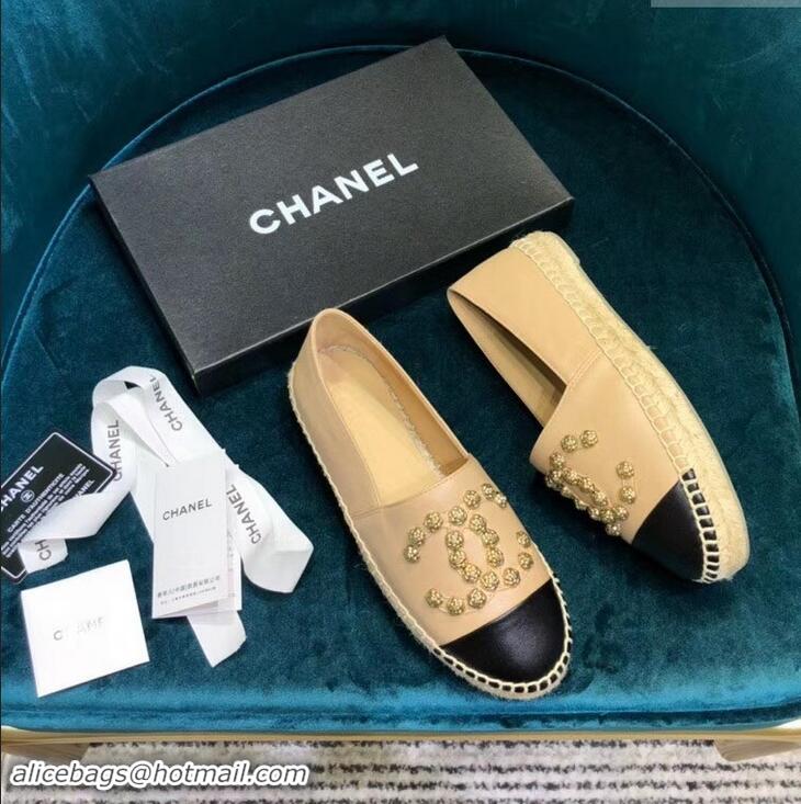 Unique Discount Chanel Camellia CC Logo Espadrilles G42601 Beige