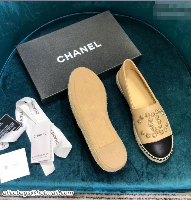 Unique Discount Chanel Camellia CC Logo Espadrilles G42601 Beige