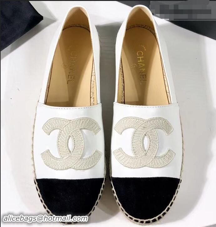 Popular Style Chanel Stitching CC Logo Espadrilles GG42609 White