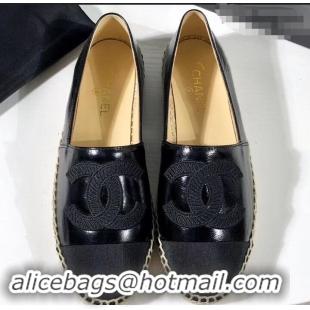 Shop Duplicate Chanel Stitching CC Logo Espadrilles GG42609 Black