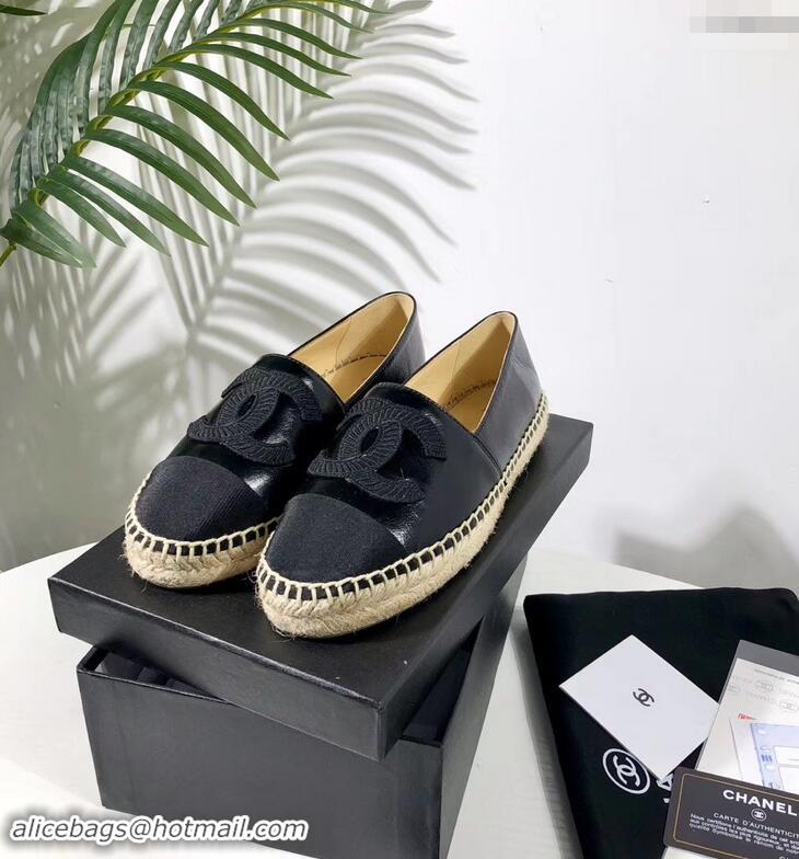 Shop Duplicate Chanel Stitching CC Logo Espadrilles GG42609 Black