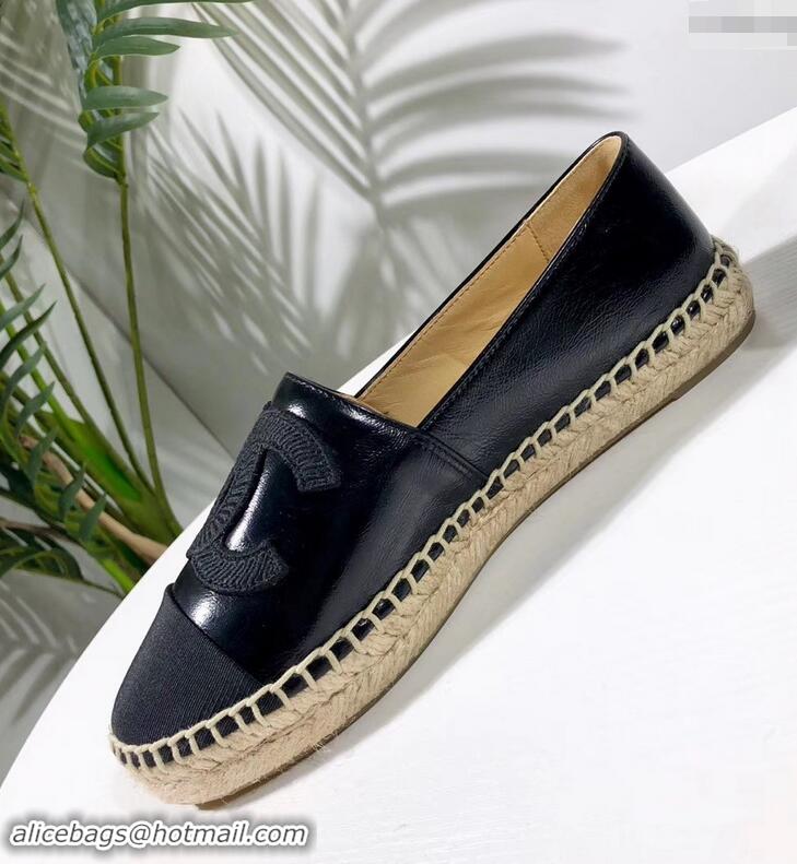 Shop Duplicate Chanel Stitching CC Logo Espadrilles GG42609 Black