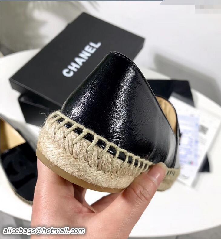 Shop Duplicate Chanel Stitching CC Logo Espadrilles GG42609 Black