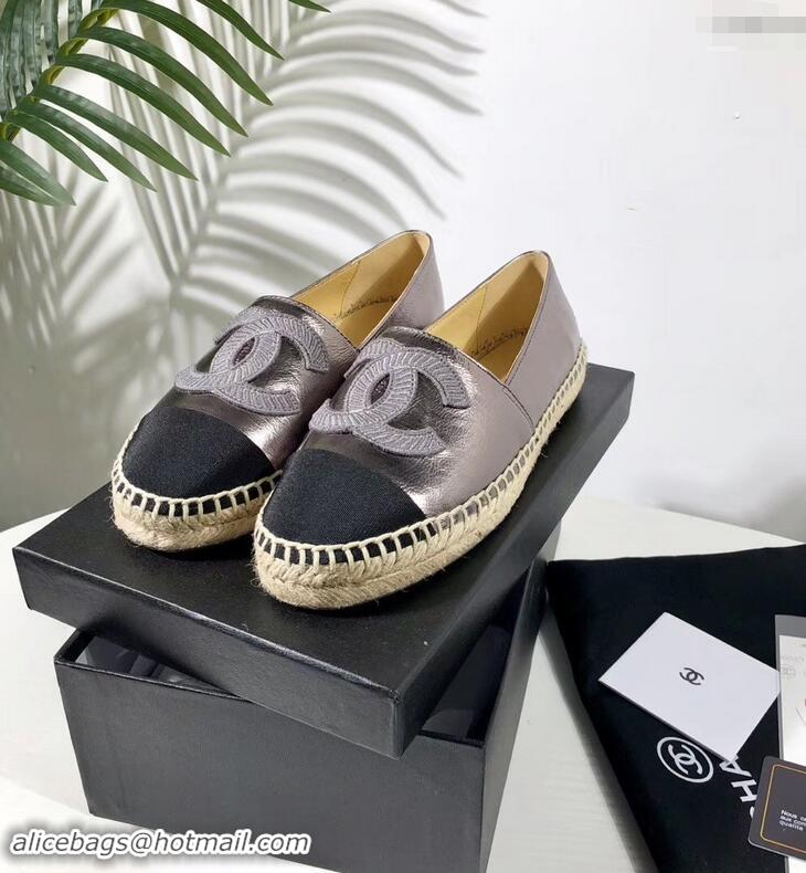 Chic Reproduction Chanel Stitching CC Logo Espadrilles GG42613 Gun Color