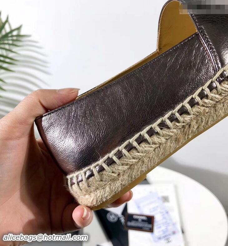 Chic Reproduction Chanel Stitching CC Logo Espadrilles GG42613 Gun Color