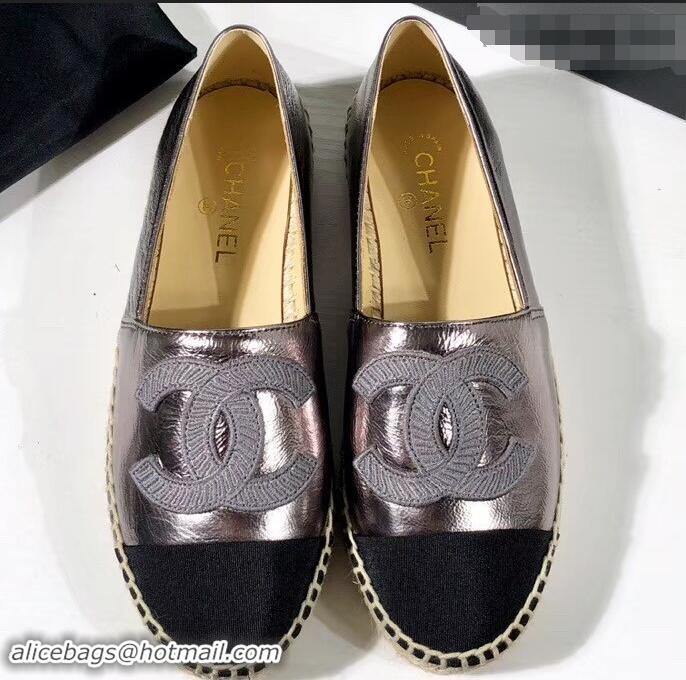 Chic Reproduction Chanel Stitching CC Logo Espadrilles GG42613 Gun Color