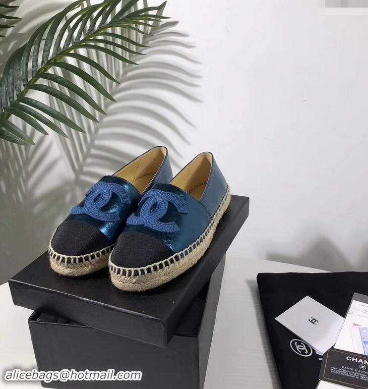 Imitation Chanel Stitching CC Logo Espadrilles GG42613 Cyan