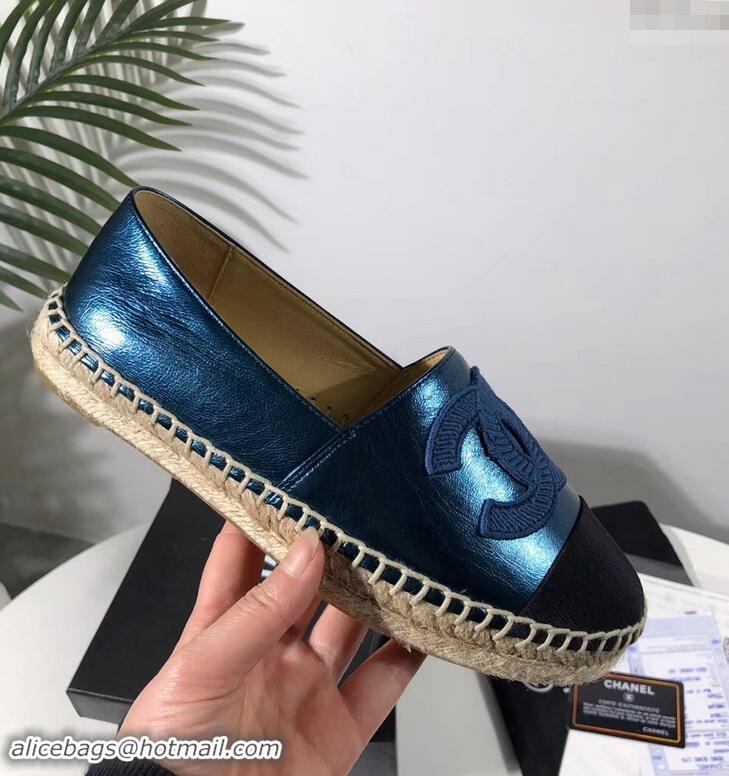 Imitation Chanel Stitching CC Logo Espadrilles GG42613 Cyan