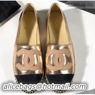 Luxury Cheap Chanel Stitching CC Logo Espadrilles GG42613 Gold