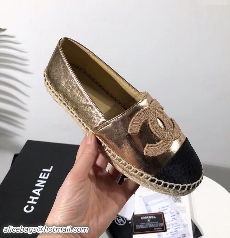 Luxury Cheap Chanel Stitching CC Logo Espadrilles GG42613 Gold