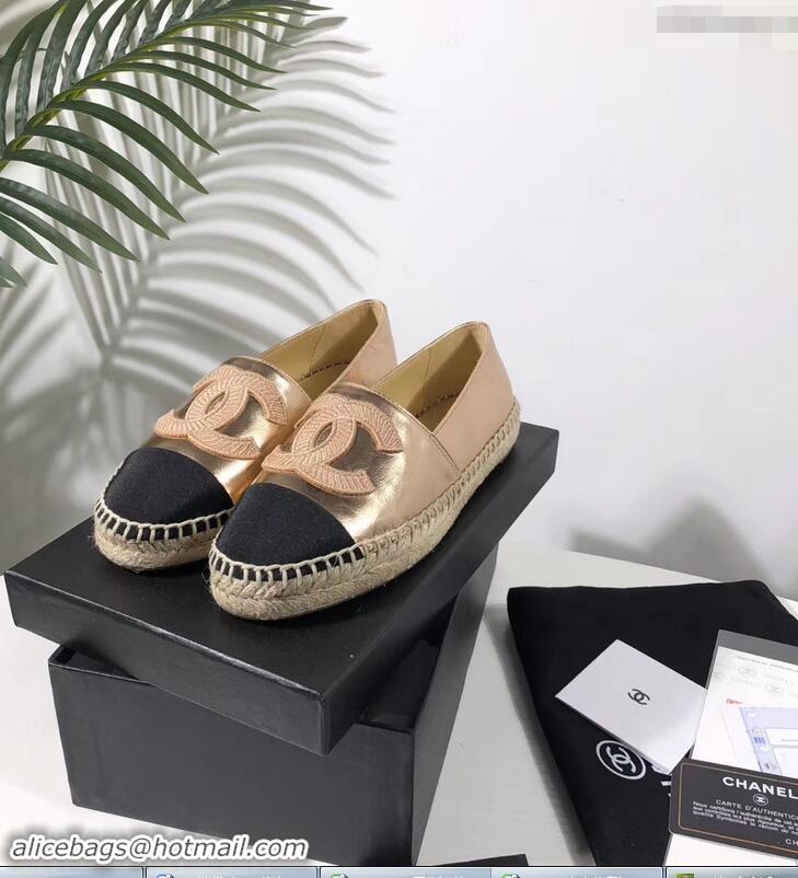 Luxury Cheap Chanel Stitching CC Logo Espadrilles GG42613 Gold