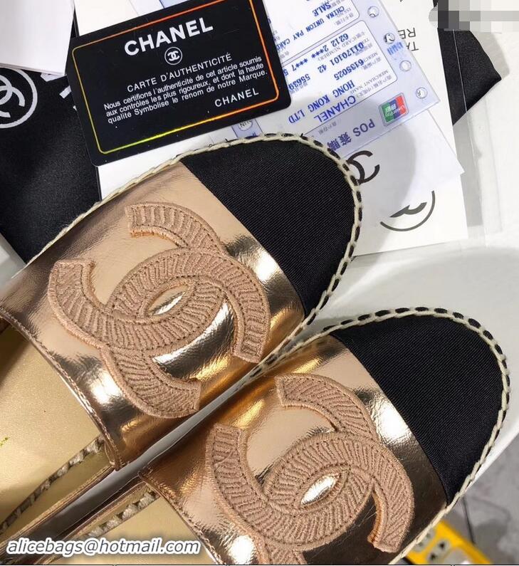 Luxury Cheap Chanel Stitching CC Logo Espadrilles GG42613 Gold