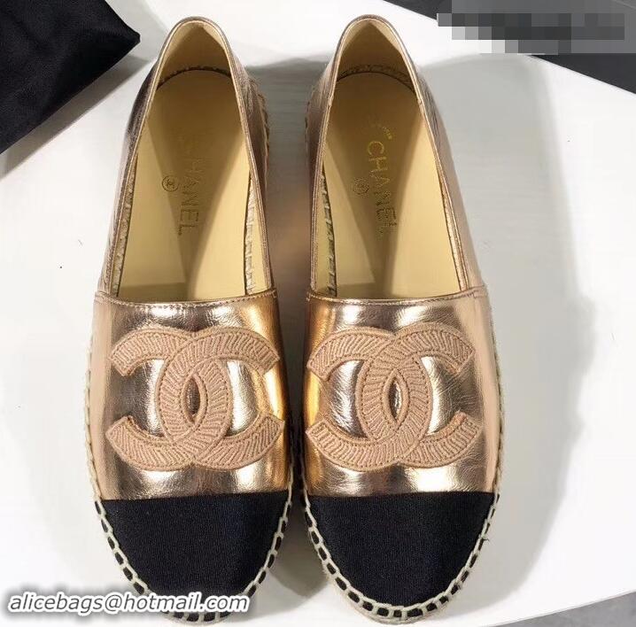 Luxury Cheap Chanel Stitching CC Logo Espadrilles GG42613 Gold