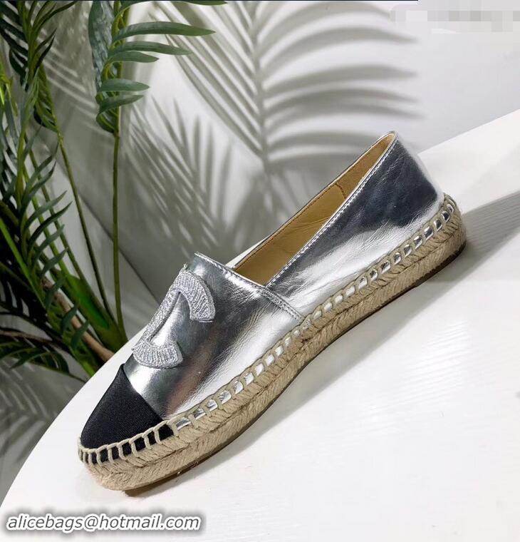 Good Taste Chanel Stitching CC Logo Espadrilles GG42613 Silver