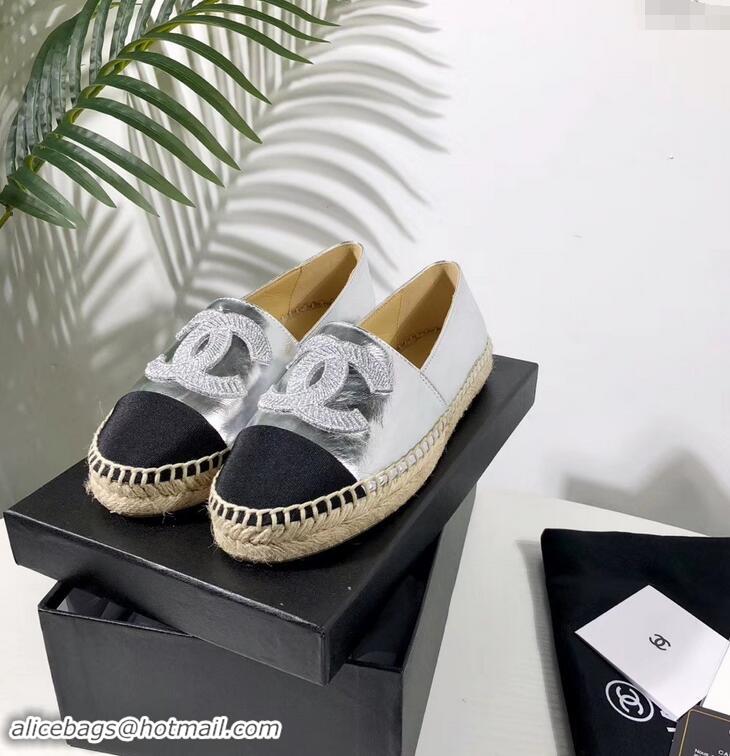 Good Taste Chanel Stitching CC Logo Espadrilles GG42613 Silver