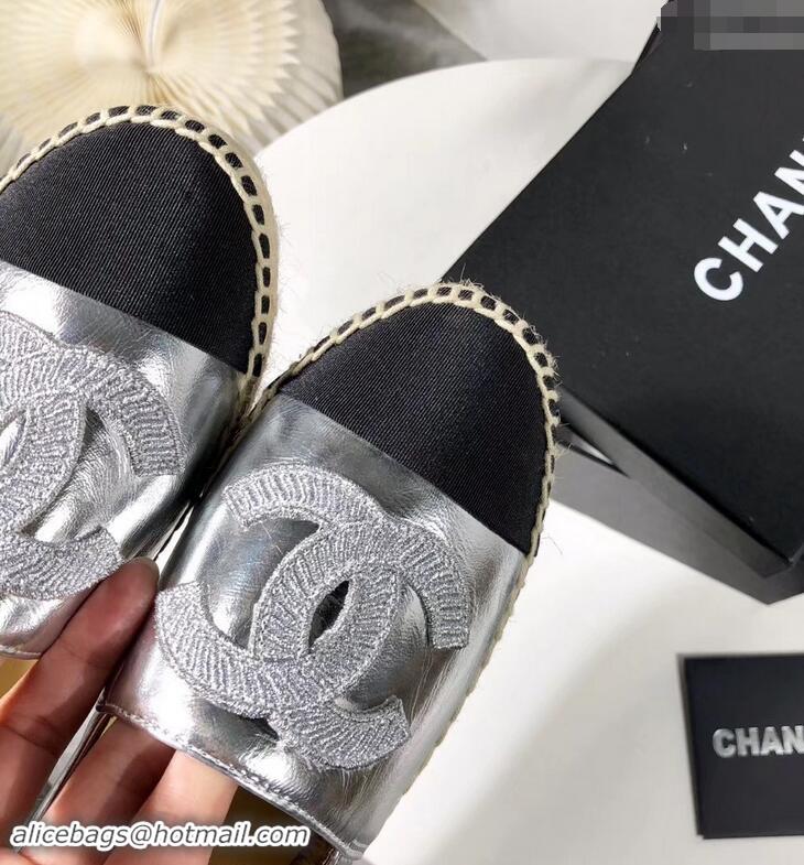 Good Taste Chanel Stitching CC Logo Espadrilles GG42613 Silver