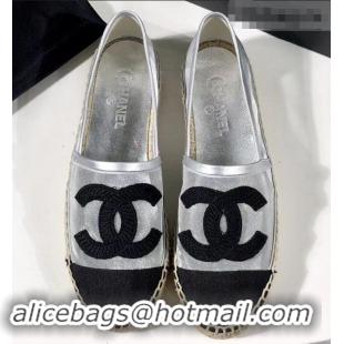 Low Cost Chanel Stitching CC Logo Espadrilles GG42613 Black/Mesh Silver