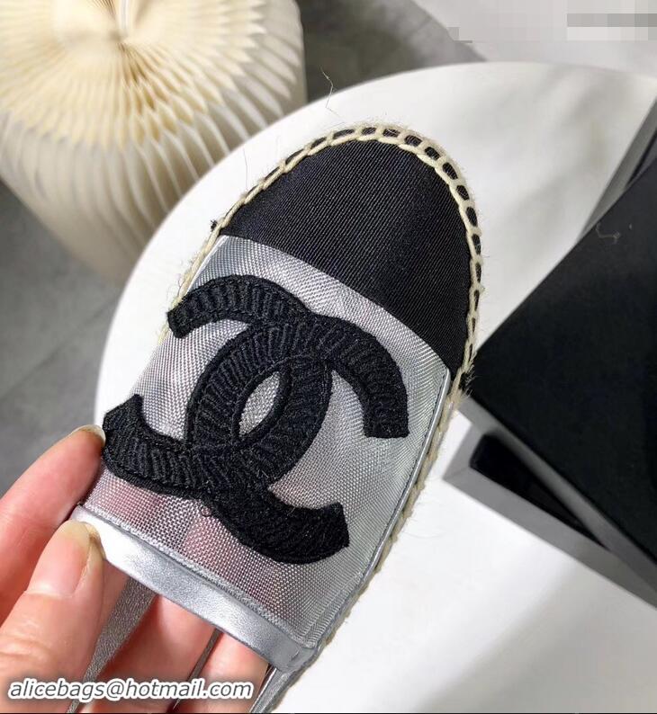 Low Cost Chanel Stitching CC Logo Espadrilles GG42613 Black/Mesh Silver