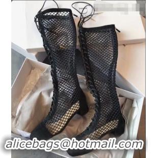 Low Price Dior Naughtily-D Laces Mesh Full Length Boots CD2309 Black 2019