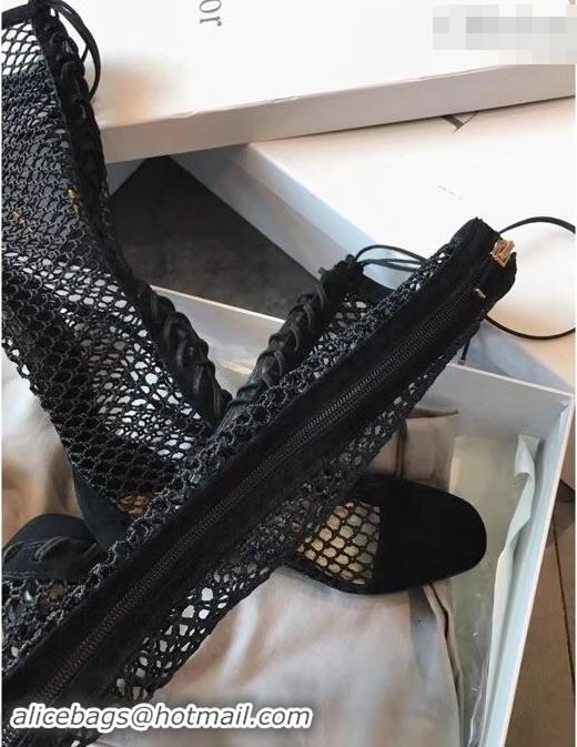 Low Price Dior Naughtily-D Laces Mesh Full Length Boots CD2309 Black 2019